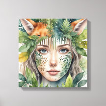 Pintura do Rosto de Aquarela Mulher