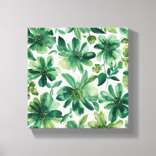 Impressão Em Tela Pintura em Aquarela Botânica Floral Jardim Verde