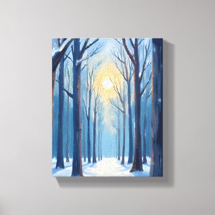 Impressão Em Tela Pintura em aquarela da árvore da floresta de inver