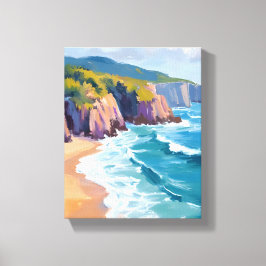 Impressão Em Tela Pintura em aquarela da costa de Big Sur, Califórni