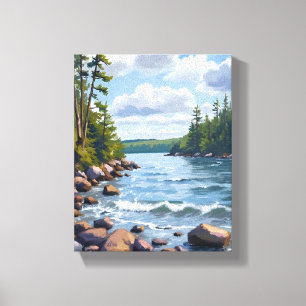 Impressão Em Tela Pintura em Aquarela da Margem do Lago Tahoe Tranqu