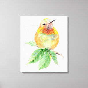 Impressão Em Tela Pintura em Aquarela de Beija-flor Fofo Arte de Vid