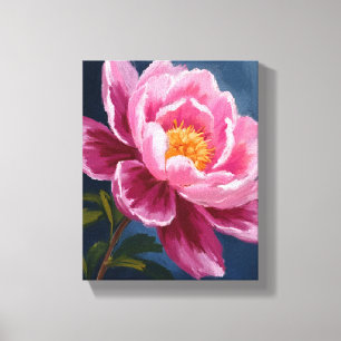 Impressão Em Tela Pintura em Aquarela de Flor Rosa