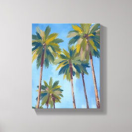 Impressão Em Tela Pintura em Aquarela de Palmeiras Tropicais