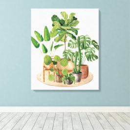 Impressão Em Tela Pintura em Aquarela de Plantas Tropicais