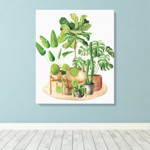 Impressão Em Tela Pintura em Aquarela de Plantas Tropicais