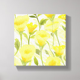 Impressão Em Tela Pintura em Aquarela Floral Amarela