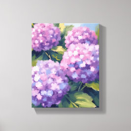 Impressão Em Tela Pintura em Aquarela Floral Hortênsias Roxas