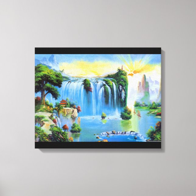 Impressão Em Tela Pintura em cascata chinesa (Frente)