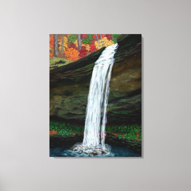 Impressão Em Tela Pintura em cascata de queda de floresta (Frente)