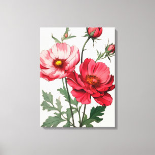 Impressão Em Tela Pintura em forma de estresse, rosa e pães vermelho