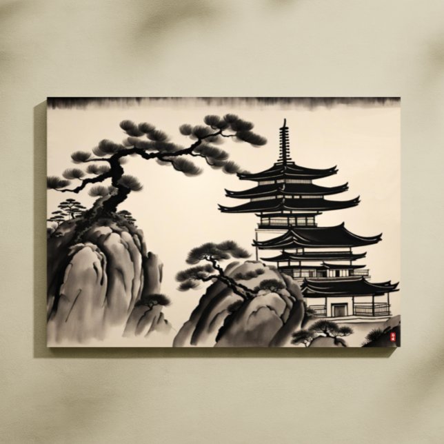 Impressão Em Tela Pintura em Paisagem Japonesa (Japanese Landscape Ink Painting Canvas Print)