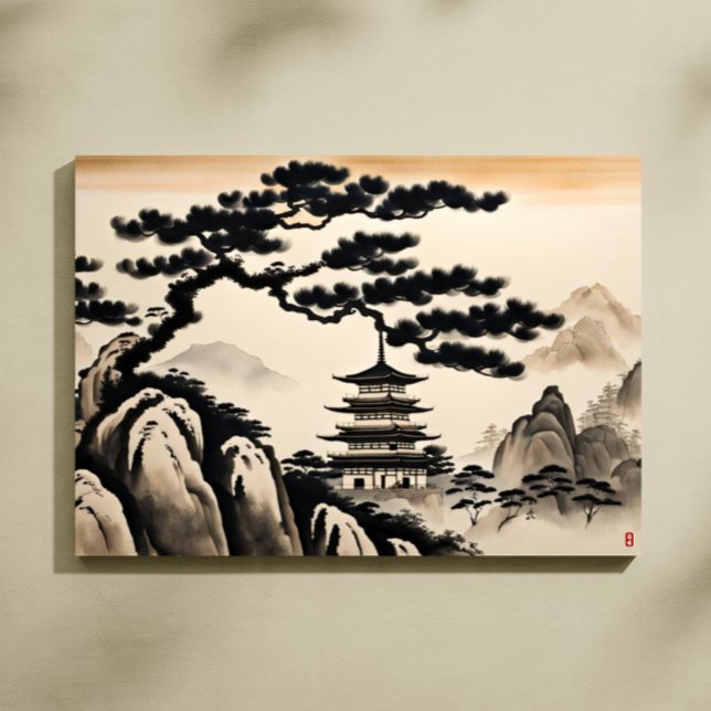 Impressão Em Tela Pintura em Paisagem Japonesa (Japanese Landscape Ink Painting Canvas Print)
