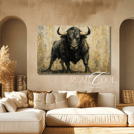 Impressão Em Tela Pintura em Tela Arte da Parede Touro Preto Western
