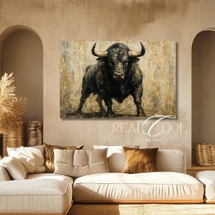 Impressão Em Tela Pintura em Tela Arte da Parede Touro Preto Western