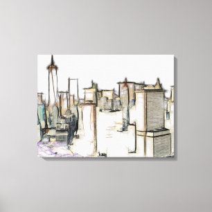 Impressão Em Tela Pintura em Tela da Silhueta Moderna de Nova York