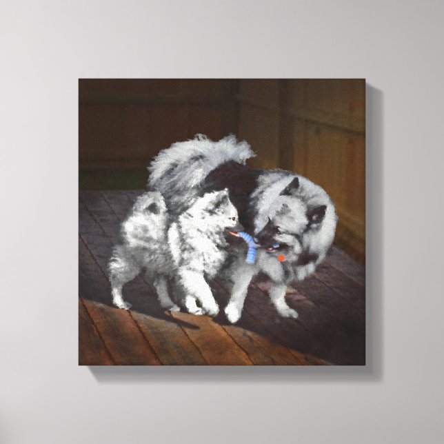 Impressão Em Tela Pintura em tempo de reprodução de Keeshond - Arte  (Frente)