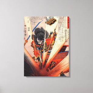 Impressão Em Tela Pintura explosiva do samurai cerca dos 1800s
