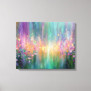 Impressão Em Tela Pintura Floral Abstrata com Cores Vibrantes
