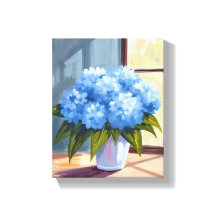 Pintura Floral de Buquê de Hortênsia Azul