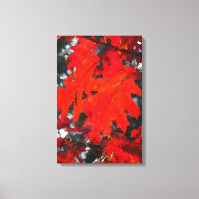 Impressão Em Tela Pintura Folha Vermelha Incrível (Frente)