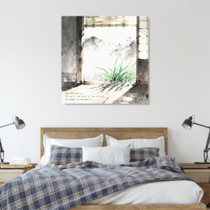 Impressão Em Tela Pintura japonesa com tinta sumi-e combinada com um