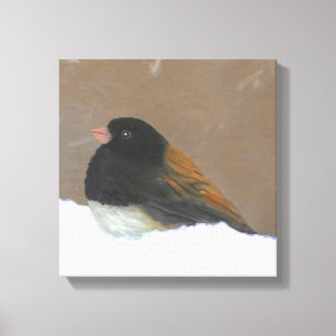 Impressão Em Tela Pintura Junco De Olhos Escuros - Arte De Pássaro O