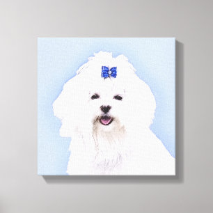Impressão Em Tela Pintura Maltesa - Arte Cachorra Original