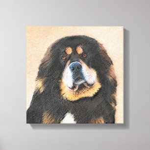 Impressão Em Tela Pintura Mastiff Tibetana - Arte Canina Original
