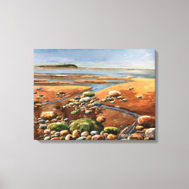 Impressão Em Tela Pintura Moderna da Costa com Marrons e Verdes