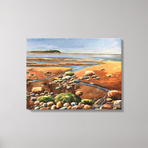 Impressão Em Tela Pintura Moderna da Costa com Marrons e Verdes