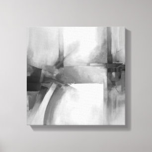 Impressão Em Tela Pintura moderna preta da arte abstracta & branca