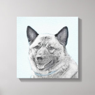 Impressão Em Tela Pintura Norueguesa de Elkhound - Arte Original de
