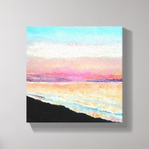 Impressão Em Tela Pintura Pastel da praia da pintura do giz do por