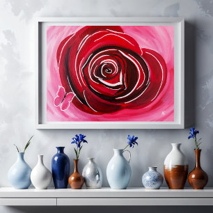 Impressão Em Tela Pintura Rosa Borboleta por Alfred Fox