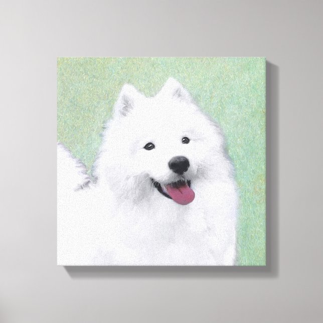 Impressão Em Tela Pintura Samoyed - Arte Cachorosa Original (Frente)