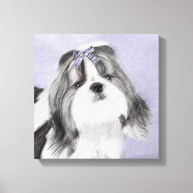 Impressão Em Tela Pintura Shih Tzu - Arte Cachorosa Original (Frente)