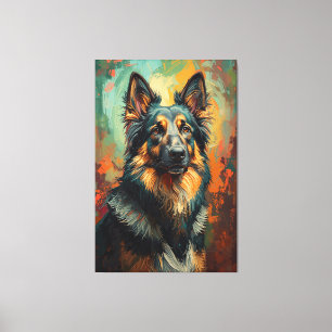 Impressão Em Tela Pintura vibrante com retrato de German shepherd ar