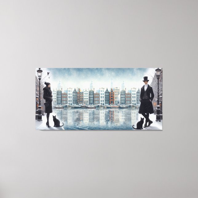 Impressão Em Tela Pinturas de Amesterdã e modelos modernos de moda (Frente)