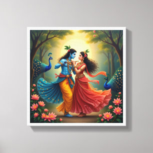 Impressão Em Tela Pinturas Espirituais de Radha Krishna 🌺🎶.