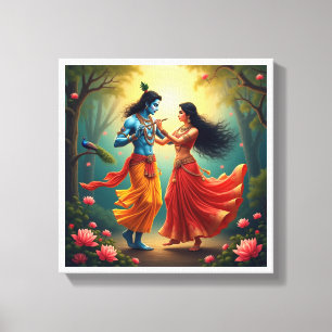 Impressão Em Tela Pinturas Espirituais de Radha Krishna 🌺🎶.