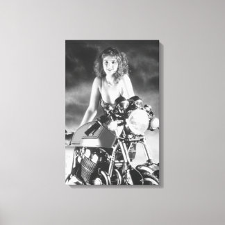 Impressão Em Tela Pinup Clássico Moto Clássica