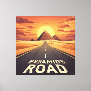 Impressão Em Tela Pirâmides Estrada Pôr-do-Sol Arte Viagem Egito
