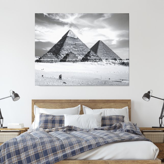 Impressão Em Tela Pirâmides Preto e Branco (Insitu(Quarto))