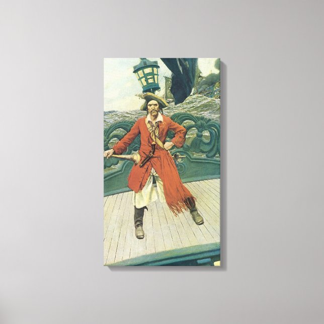 Impressão Em Tela Piratas Antigos, Capitão Keitt por Howard Pyle (Frente)