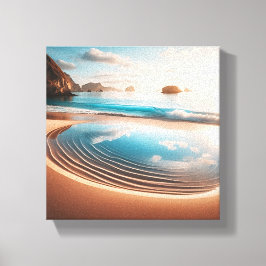 Impressão Em Tela Piscina de Maré Reflexiva Surreal em Praia de Arei
