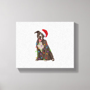 Impressão Em Tela Pittie Pitbull Natal Luzes Xmas Cachorro Lover