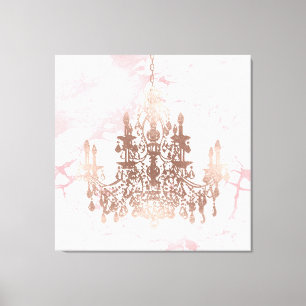 Impressão Em Tela PixDezines Blush Marble Rosa Dourado Chandelier 40
