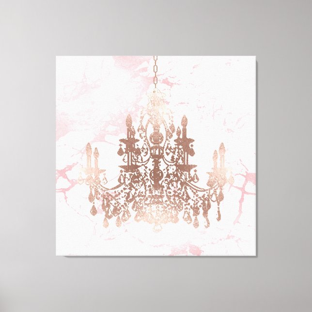 Impressão Em Tela PixDezines Blush Marble Rosa Dourado Chandelier 40 (Frente)