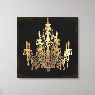 Impressão Em Tela PixDezines DY Grunge Bckgrnd/Faux Dourado Chandeli
